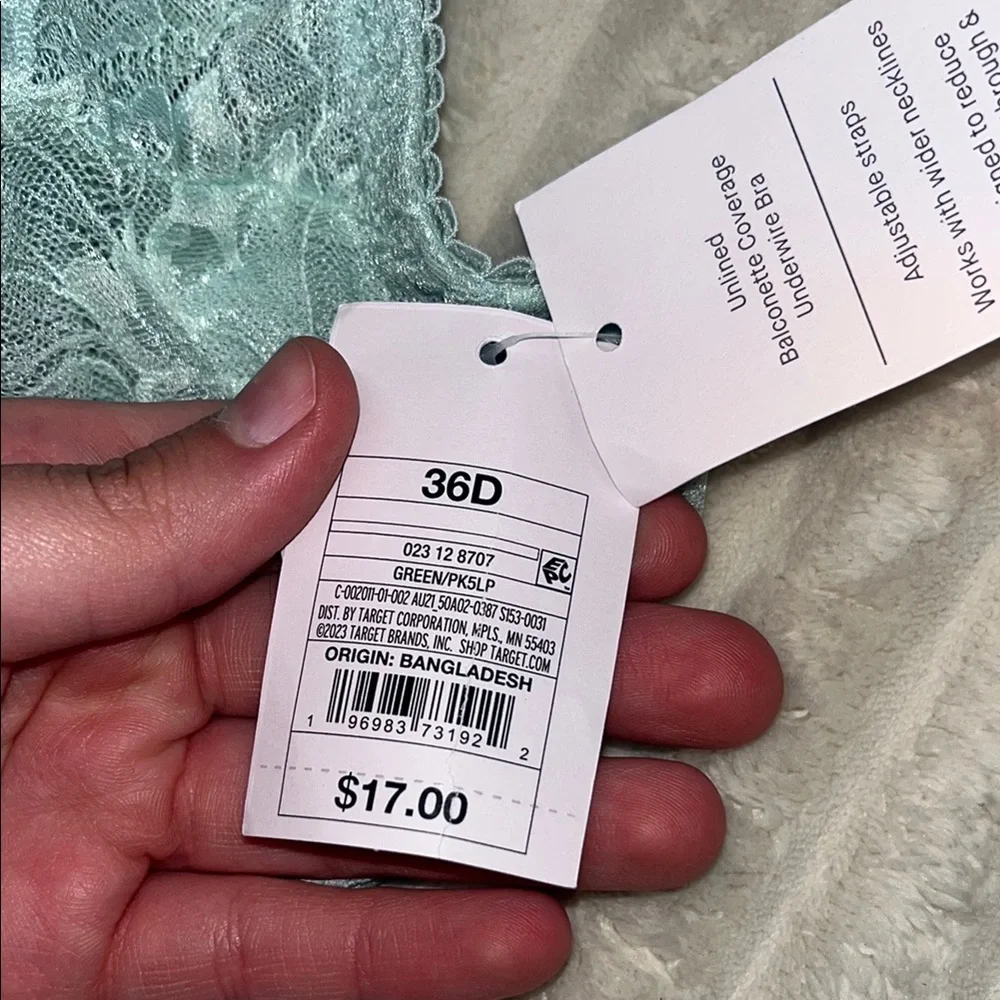 Auden Mint Green Lace Underwire Bra